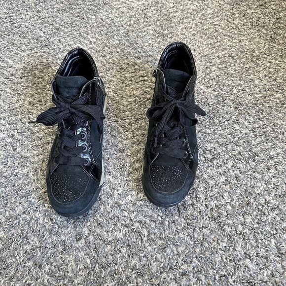 ARA REVA High Top Sneakers Boots Black Leather Side Zip Comfort Shoe UK 3.5 US 6 - Picture 8 of 10